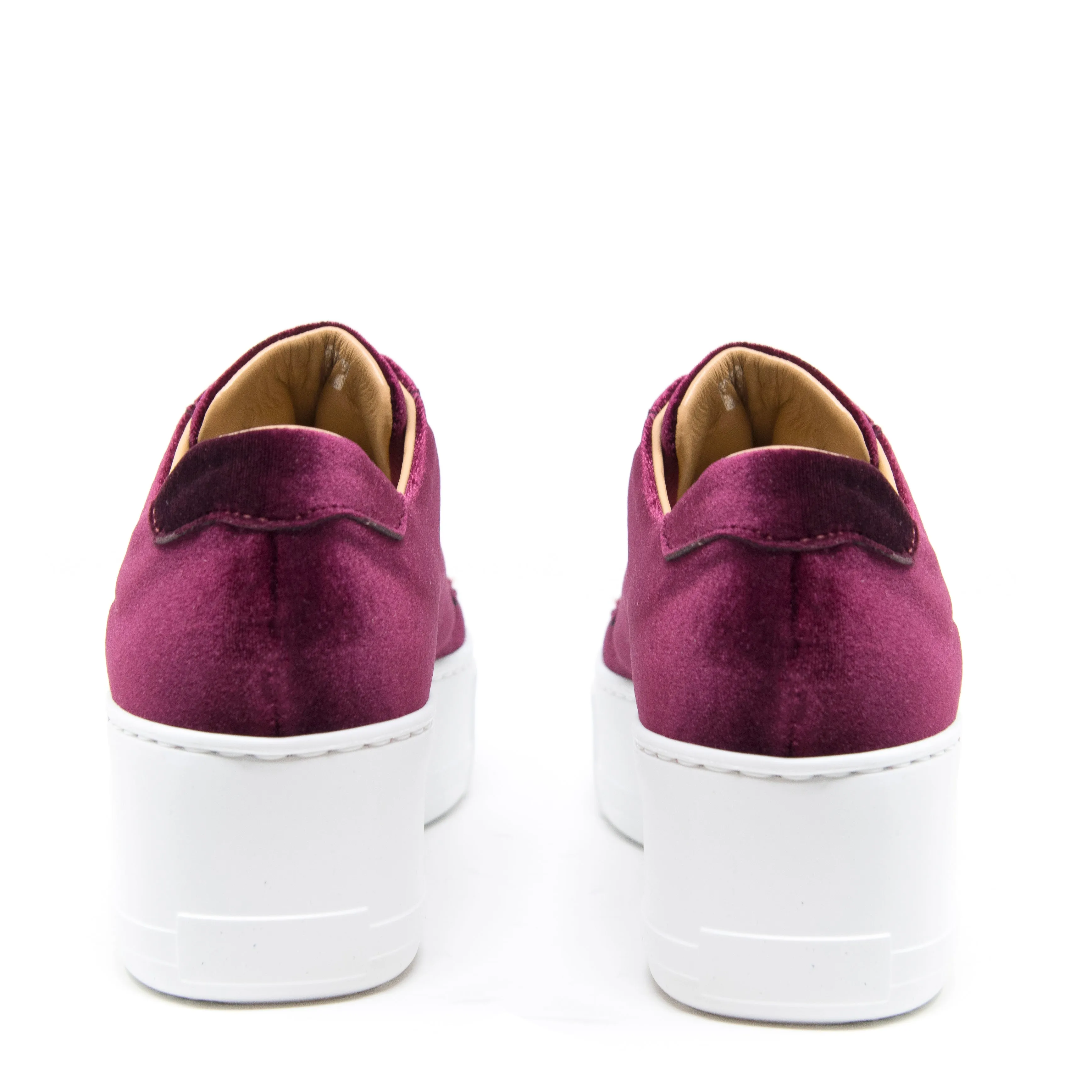 Jane Galland Bordeaux Velvet Platform Trainers