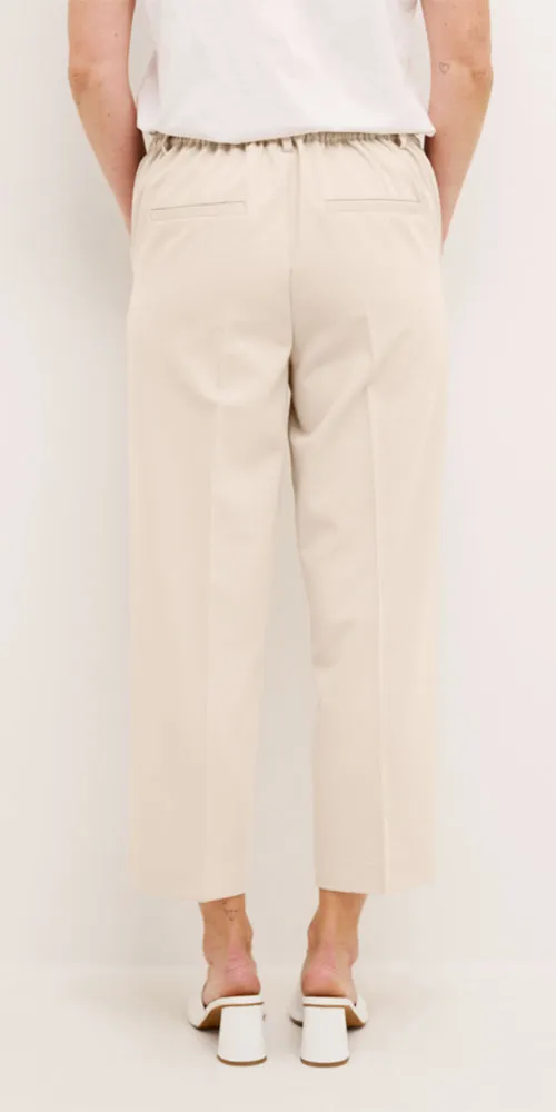 Kaffe Easy Pull On Trousers, cream