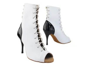 Latin Dance Boot White Lace Up Open Toe (MADE TO ORDER)