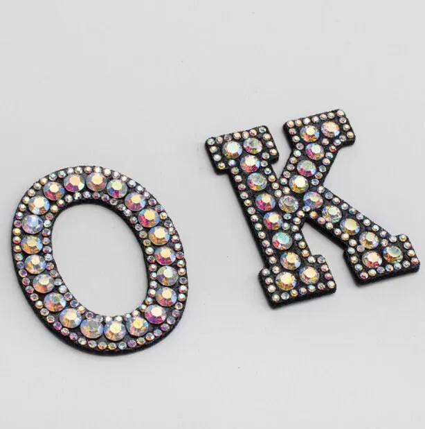 Letter Iron on Patch - Initial Patches - Diamond Rhinestone Alphabet Pearl Patches for Jackets Hats Bags Clothing Sneakers - Embellishment