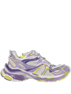 Lilac and Yellow Multi-Panel Sneakers