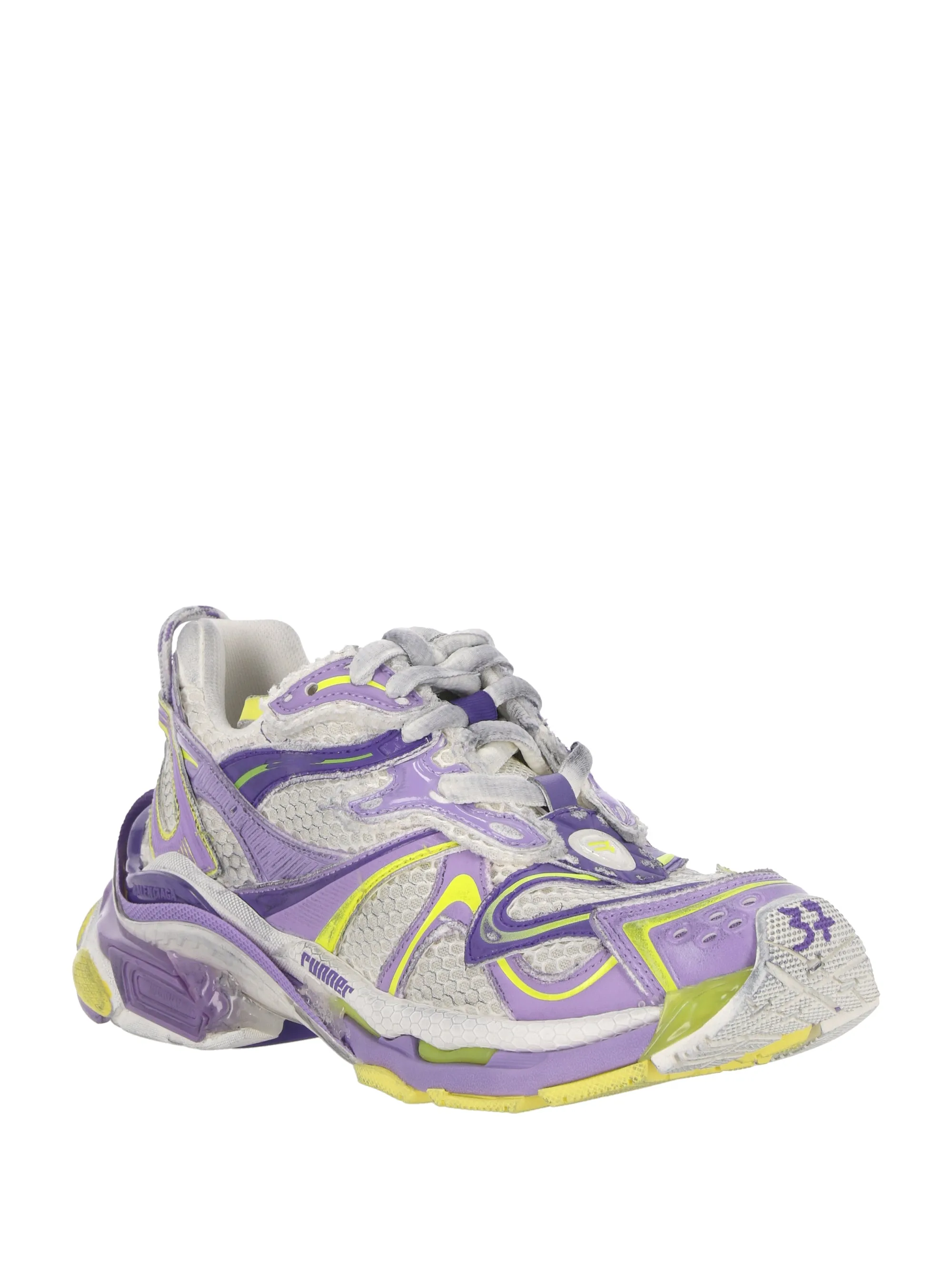 Lilac and Yellow Multi-Panel Sneakers