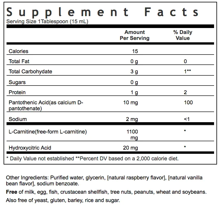 LIQUID L-CARNITINE 1100 MG, 8 oz