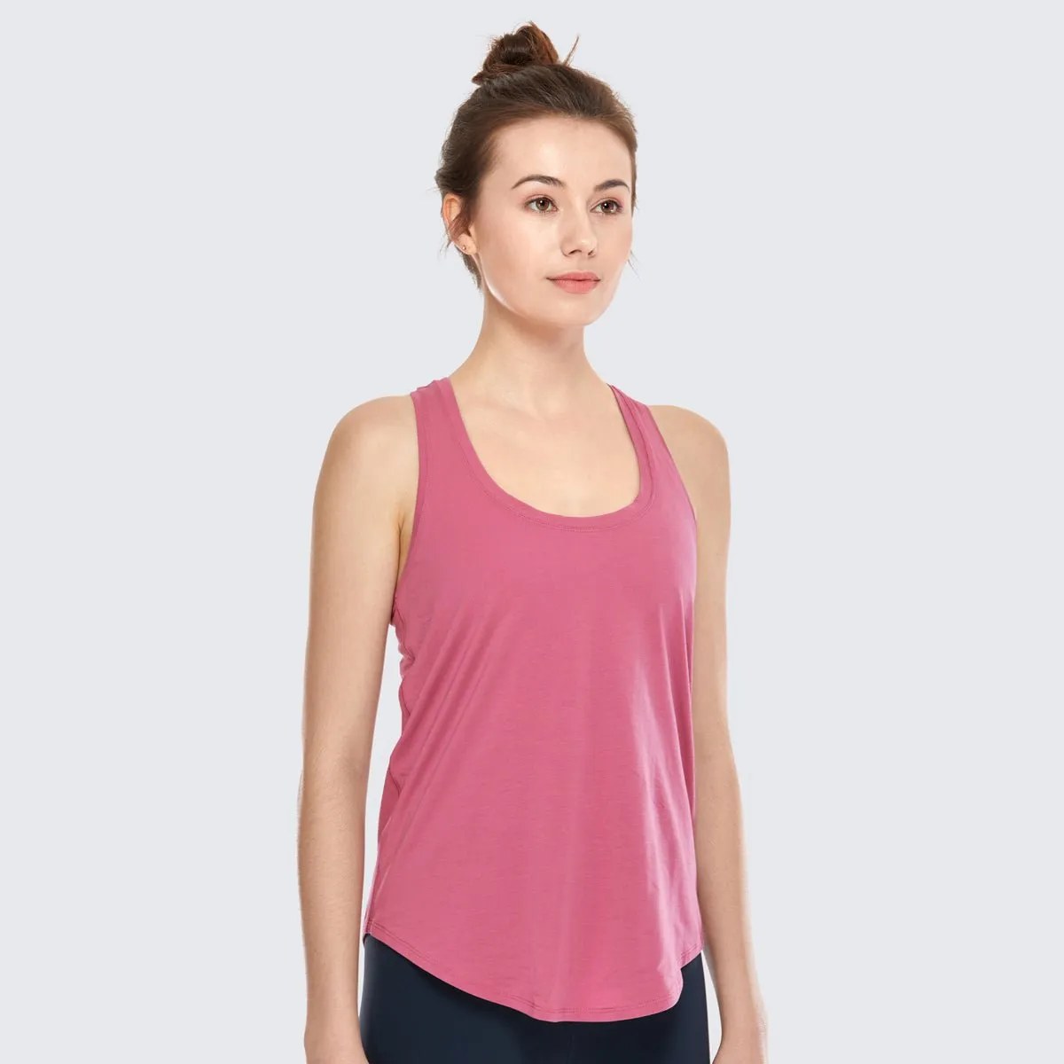 Loose Fit Athletic Soft Pima Cotton Rose Workout Tank Top