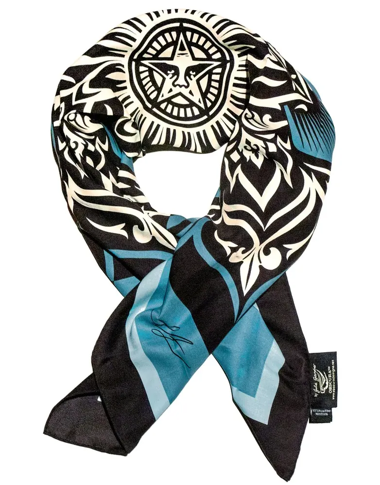 Lotus Diamond Scarf Blue AP Pennant/Tapestry by Julie Gardner x Amanda Fairey x Shepard Fairey- OBEY