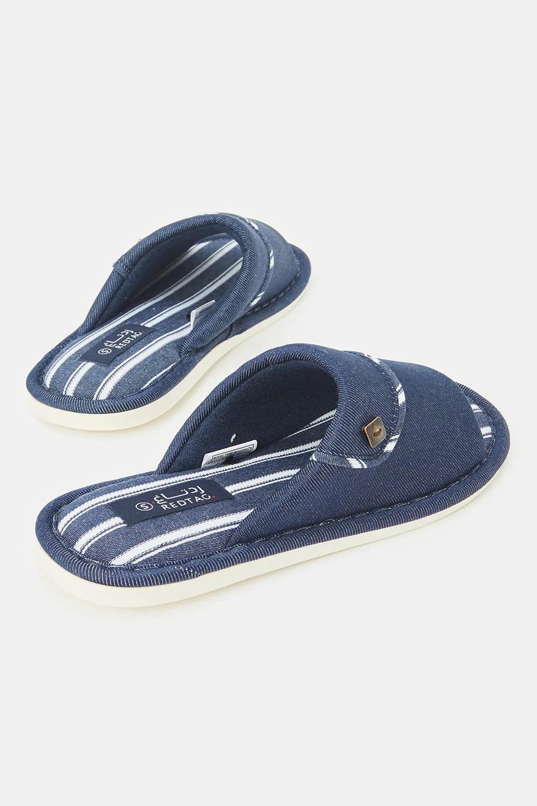 Men Blue Striped Denim Slippers