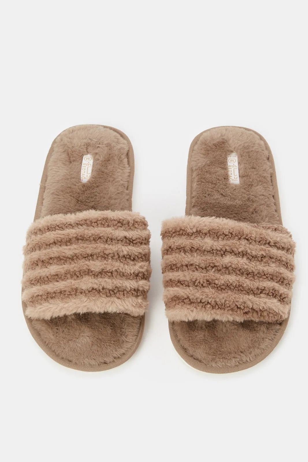 Men Brown Plain Slipper