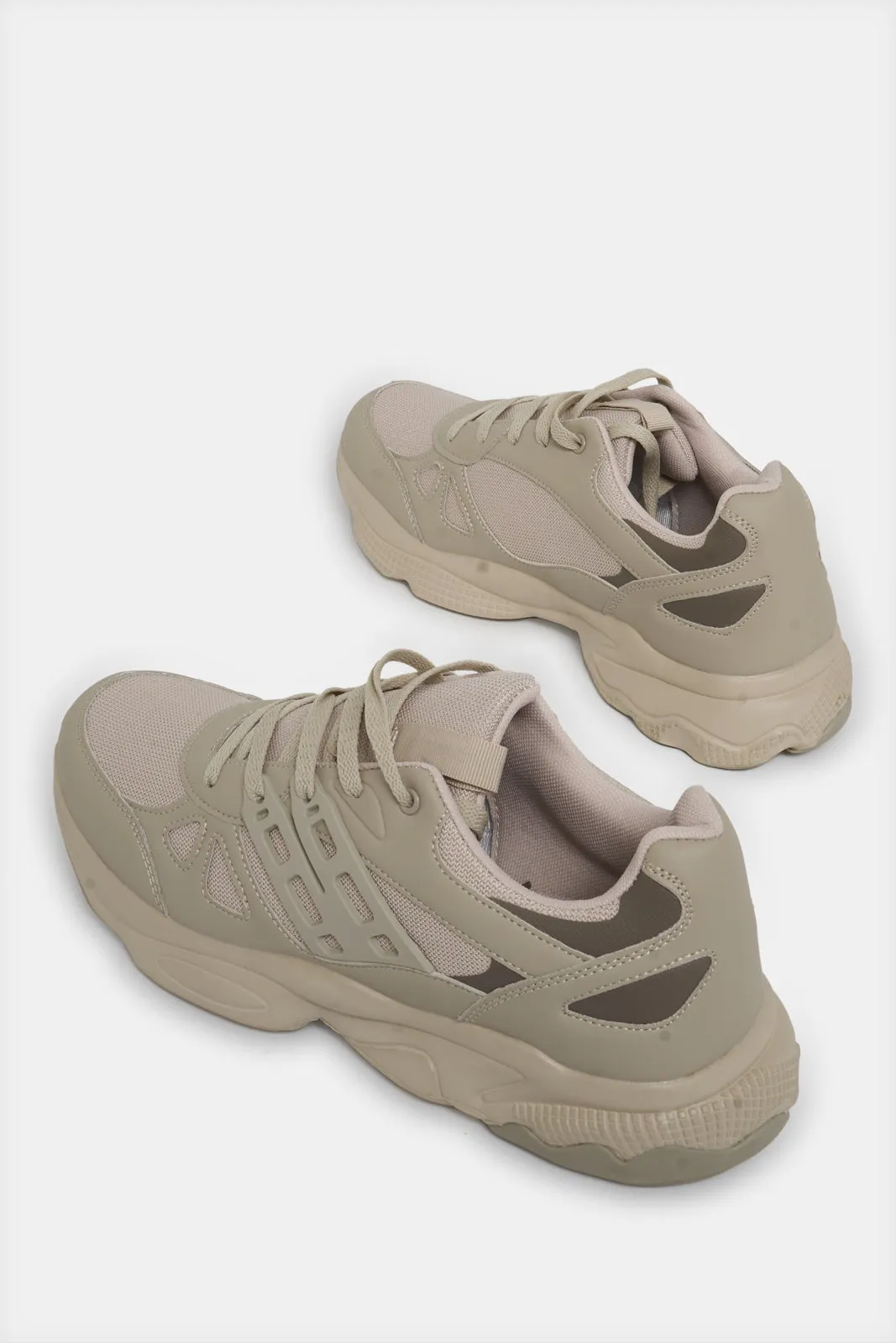 Men Taupe Rubber Chunky Sneakers