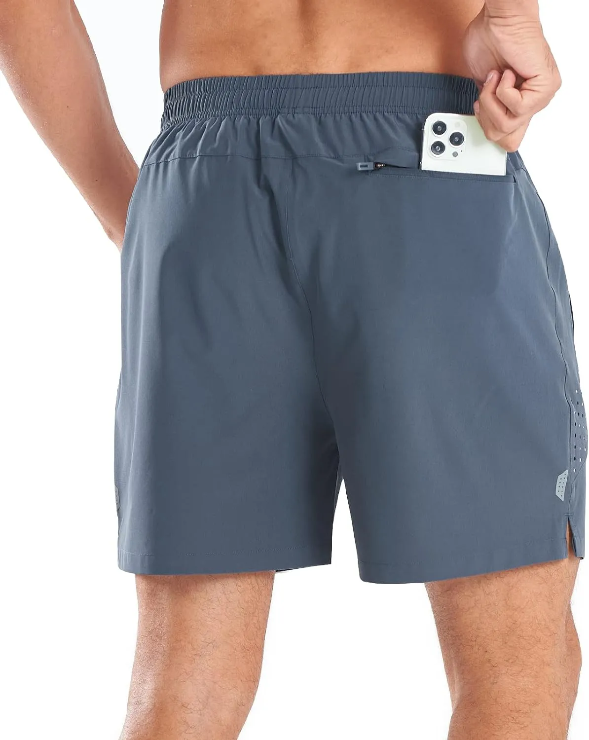 Men's 5-Inch Workout Shorts with Zipper Pockets Reflective Strips