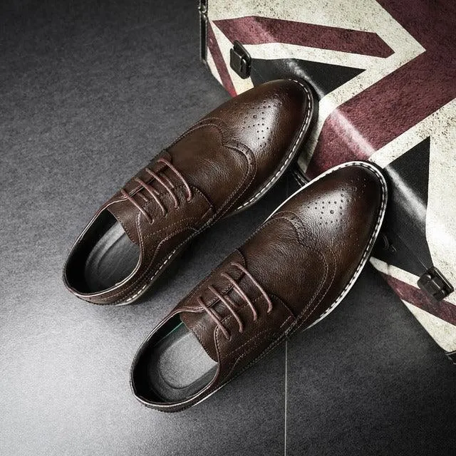 Men's British Brogue Business Formal Shoes - Waterproof and Breathable Design
