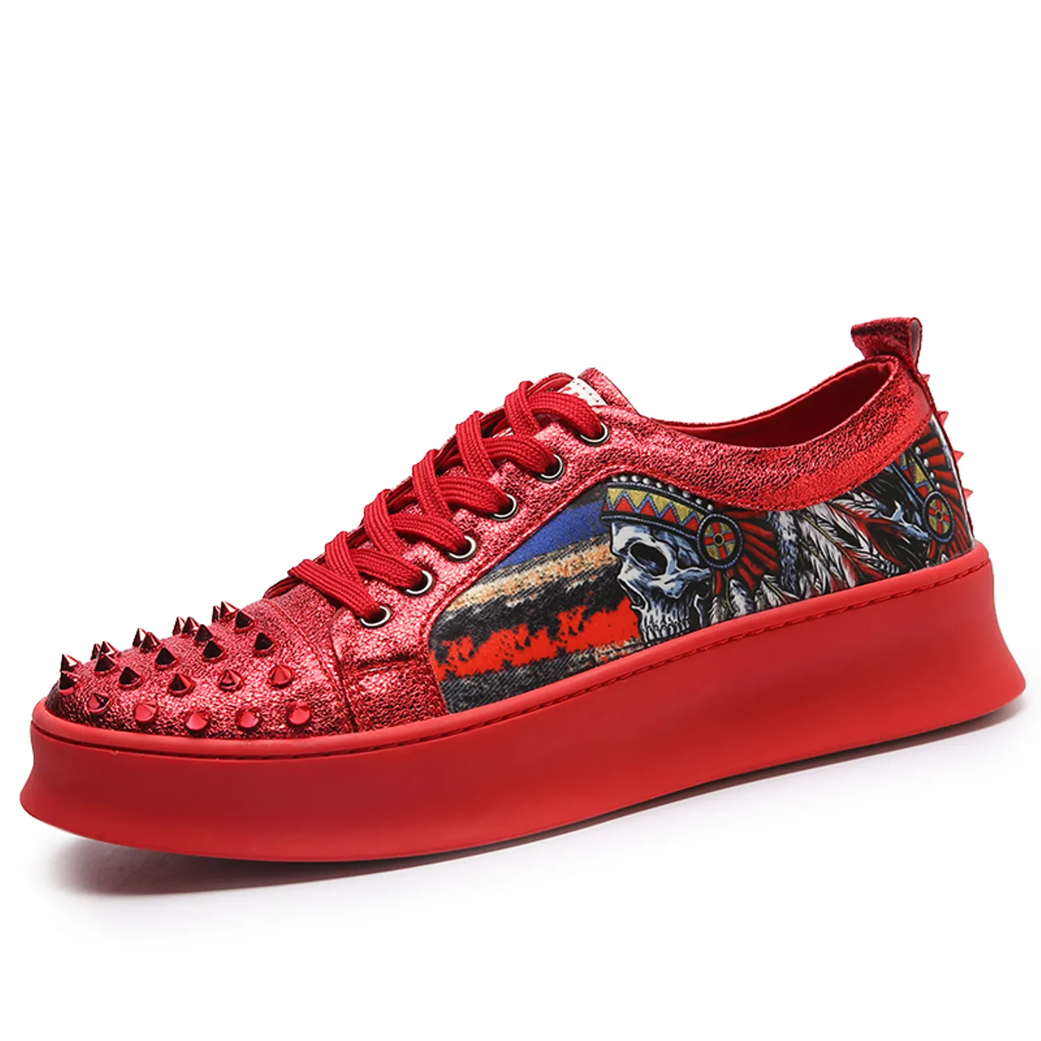 Men's Casual Printed Sneakers With Rivets