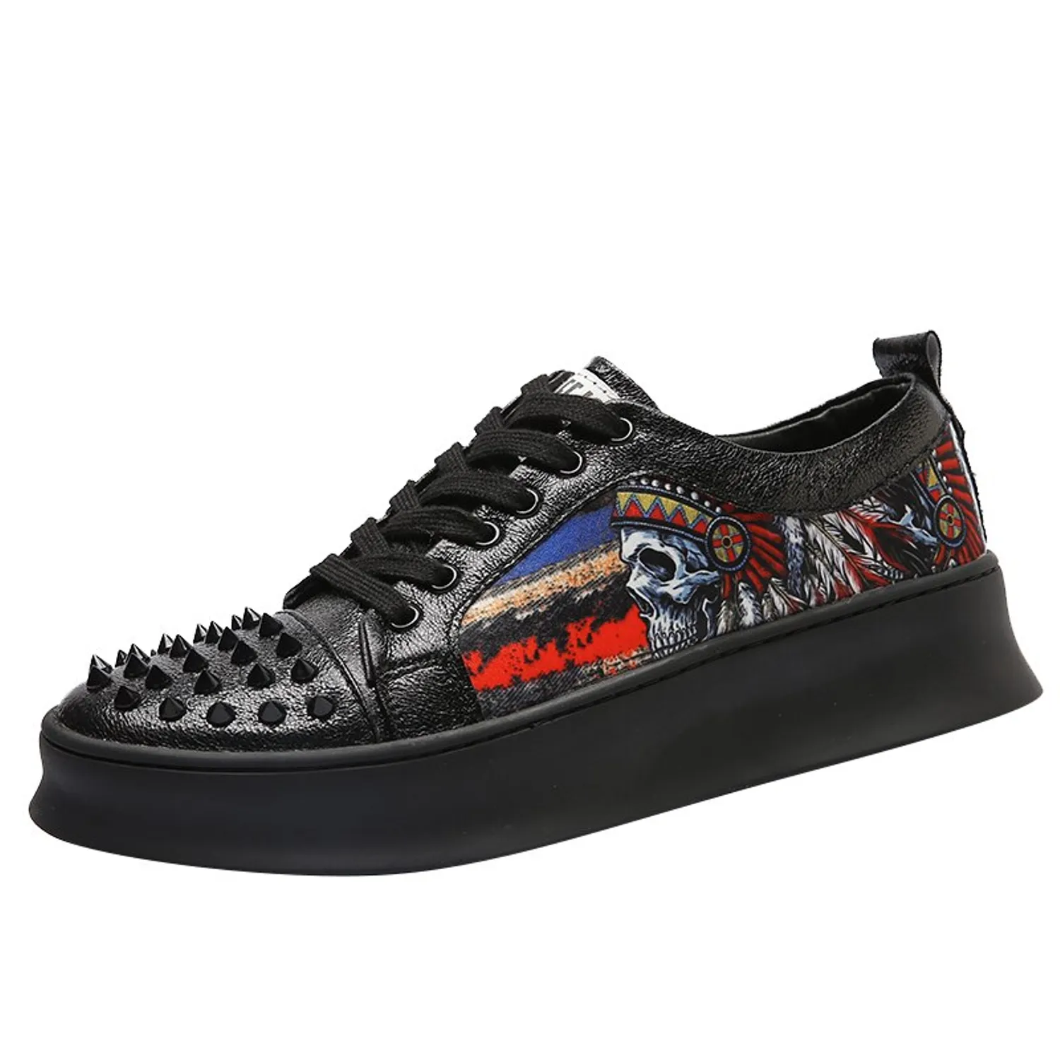 Men's Casual Printed Sneakers With Rivets