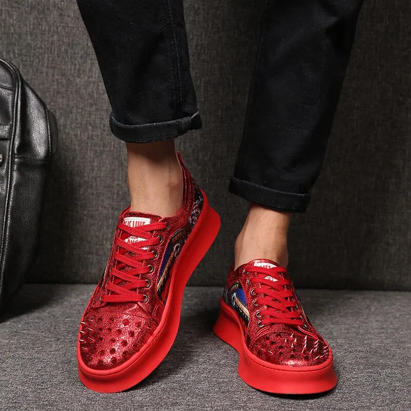 Men's Casual Printed Sneakers With Rivets