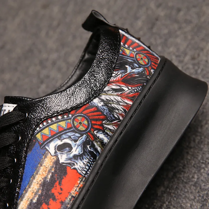 Men's Casual Printed Sneakers With Rivets