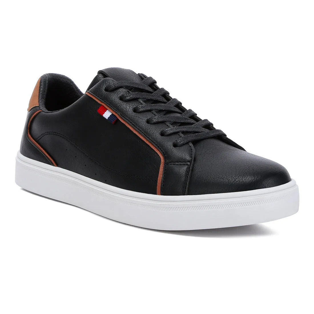 Men's Faux Leather Low Top Lace-up Sneakers