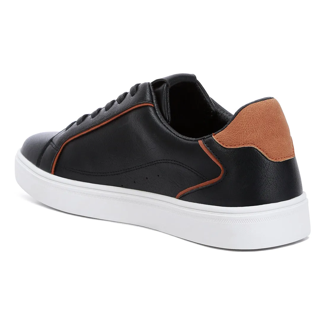 Men's Faux Leather Low Top Lace-up Sneakers