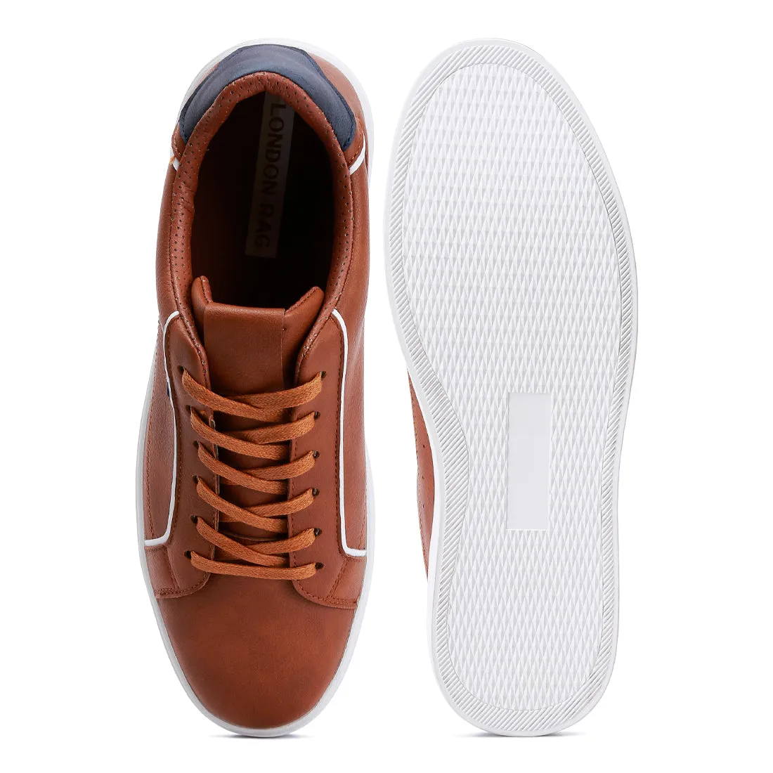 Men's Faux Leather Low Top Lace-up Sneakers