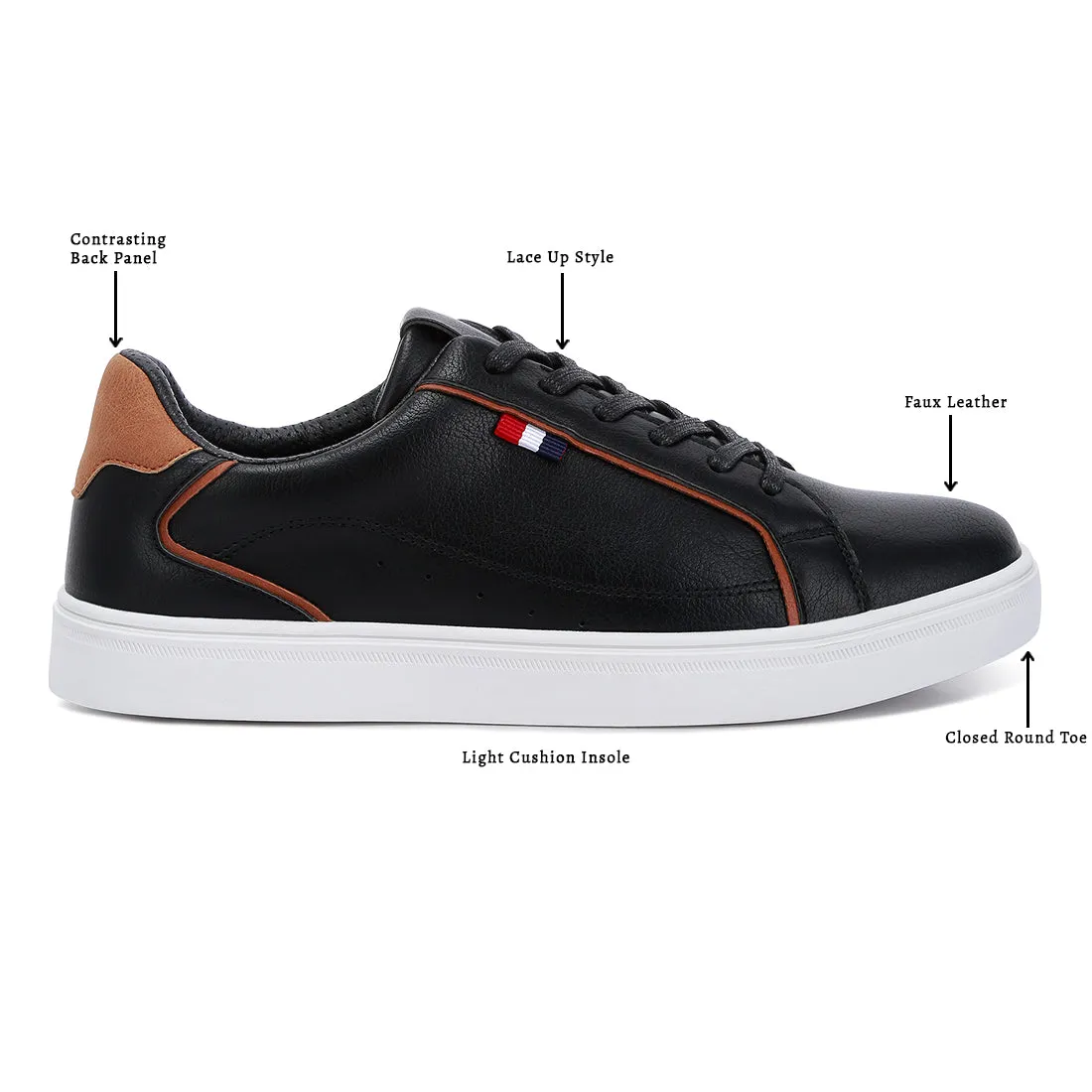 Men's Faux Leather Low Top Lace-up Sneakers