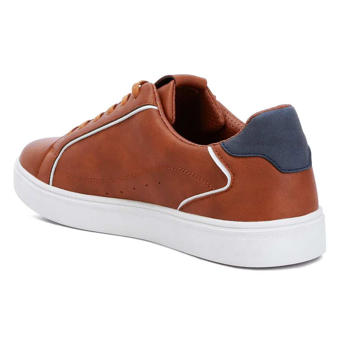 Men's Faux Leather Low Top Lace-up Sneakers