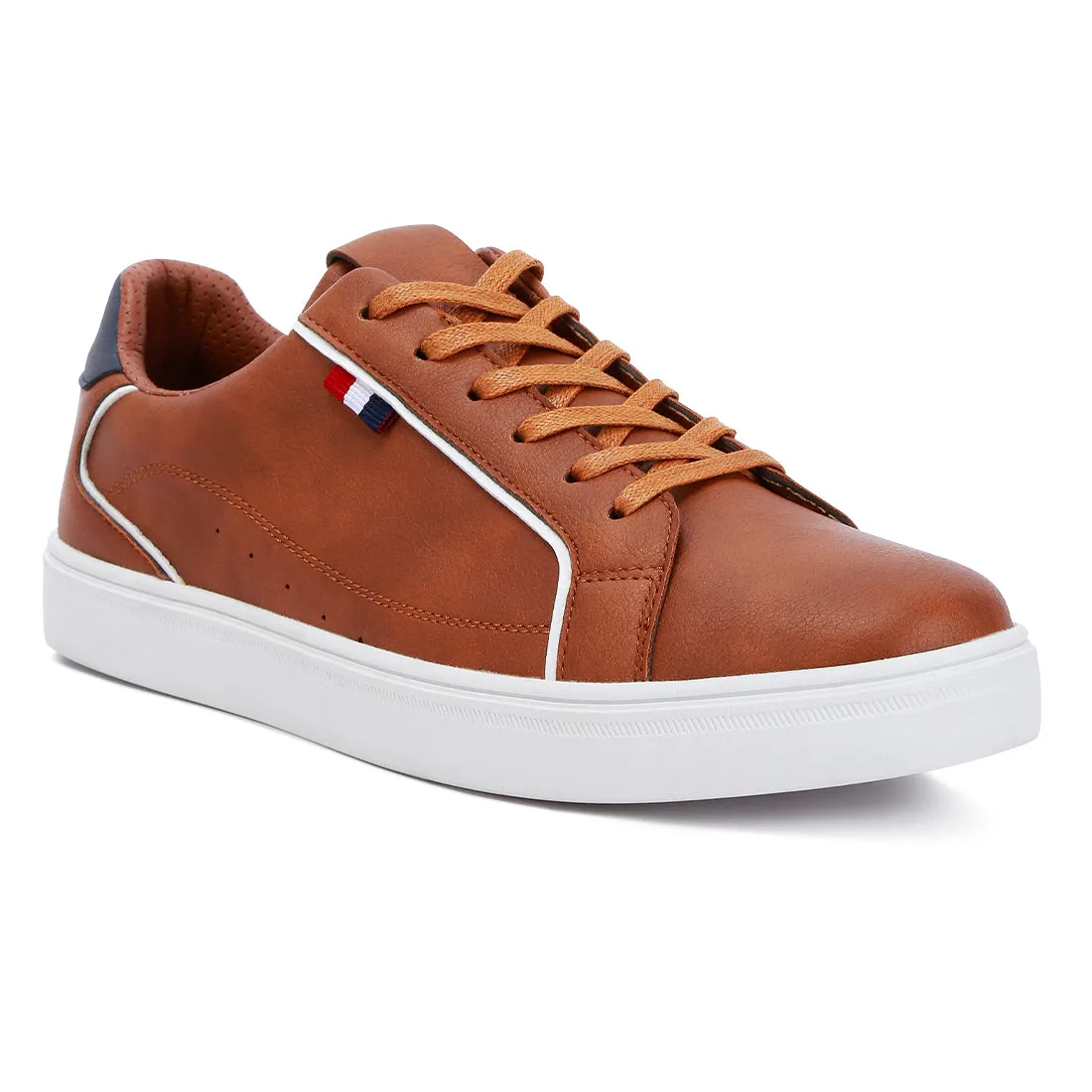 Men's Faux Leather Low Top Lace-up Sneakers