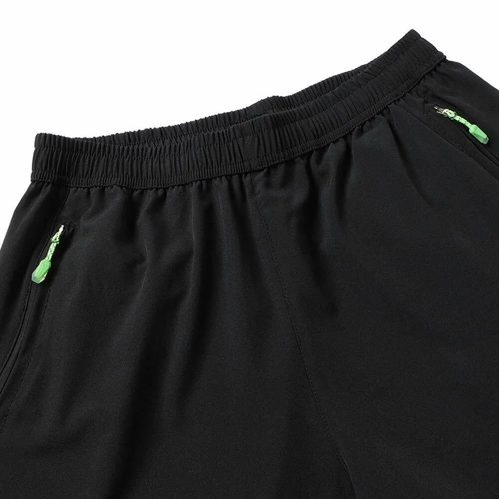 Mens Stretch Outdoor Quick Dry Elastic Waist Drawstring Sports Shorts w/Pockets