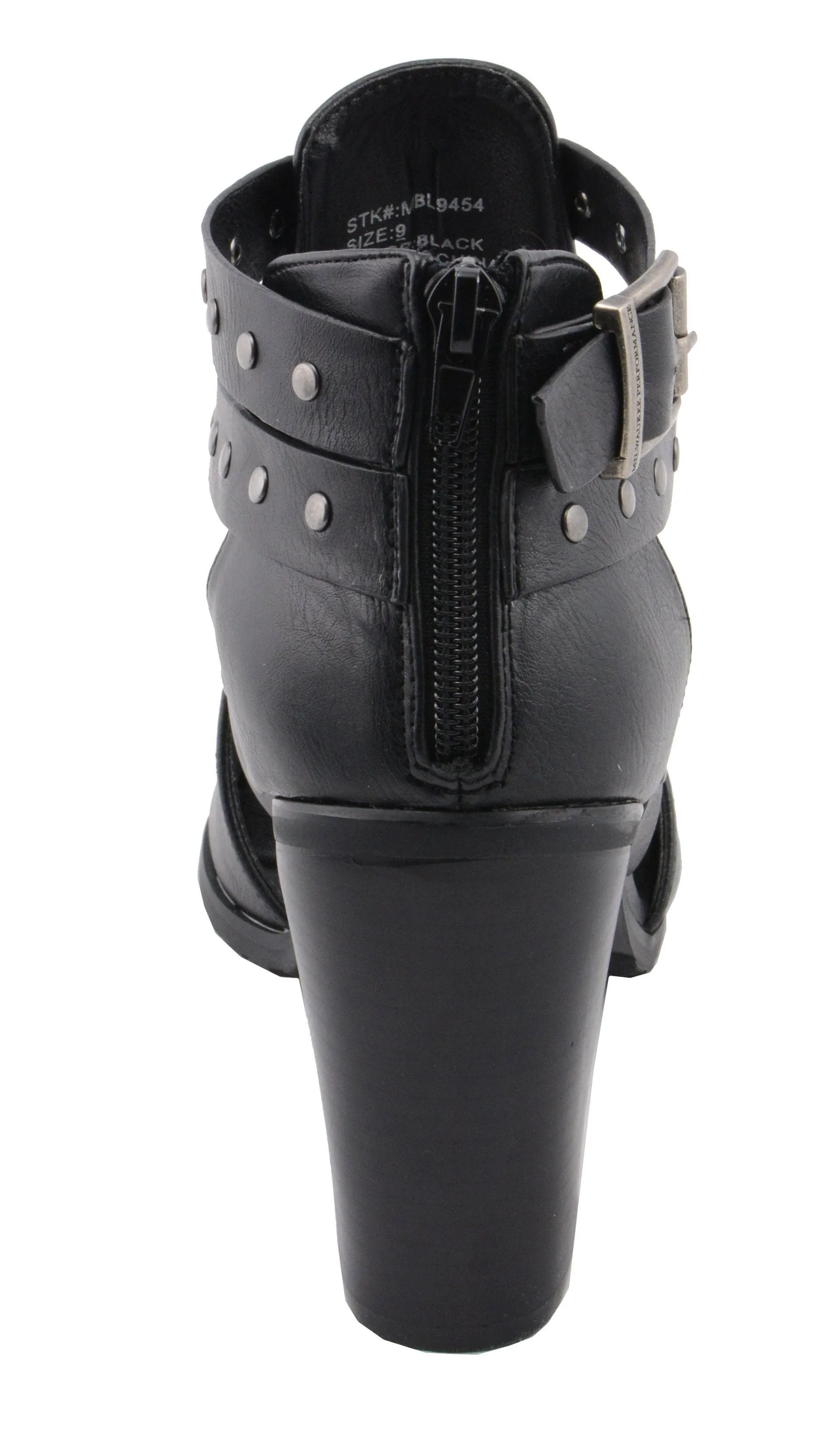 Milwaukee Leather MBL9454 Women's Black Studded Strap Fashion Casual Sandal with Platform Heel