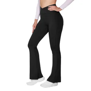 MOTEEPI Flare Leggings with Pockets High Waist Yoga Pants Crossover Bootcut Yoga Pants Stretchy