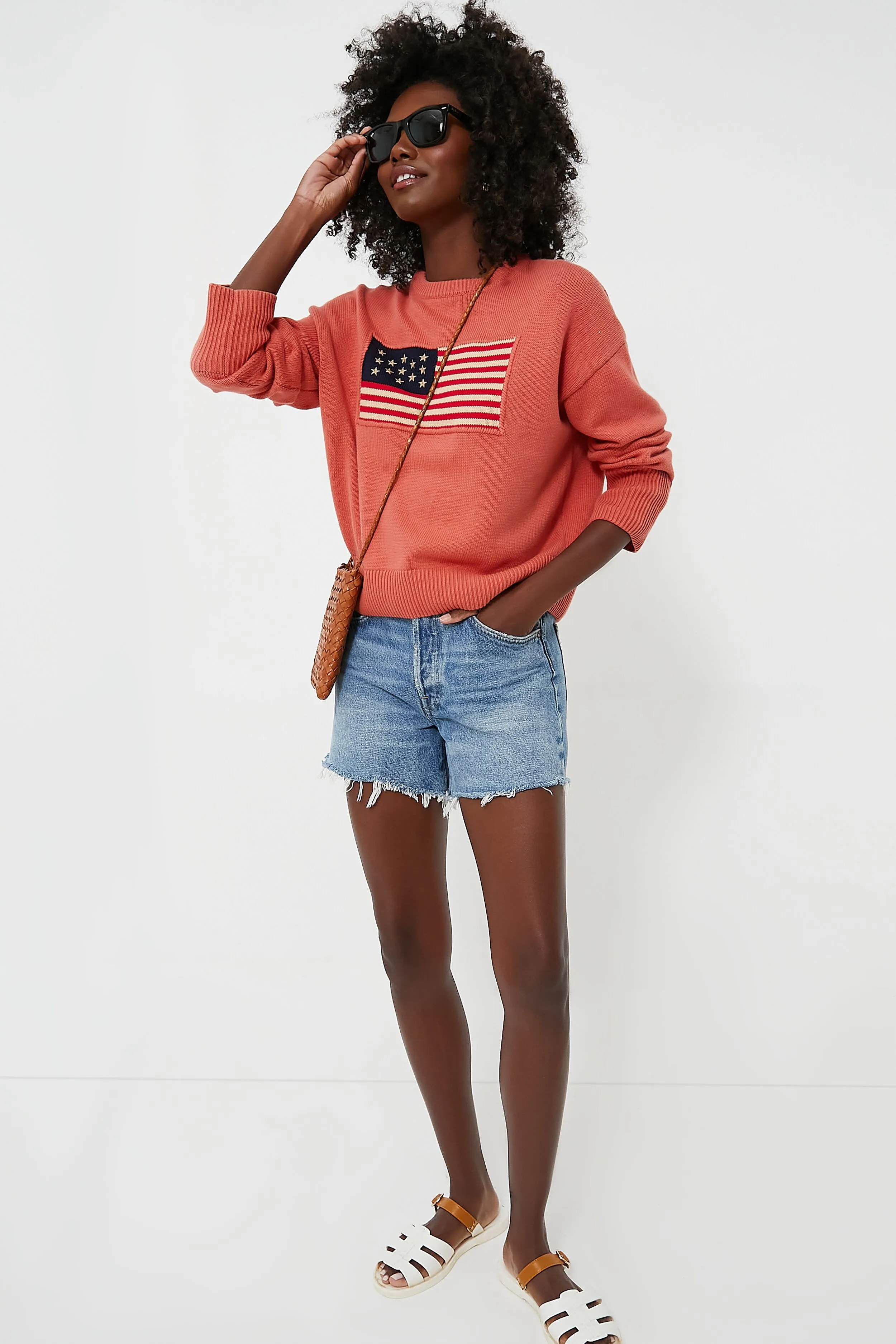 Nantucket Red Cropped Americana Sweater