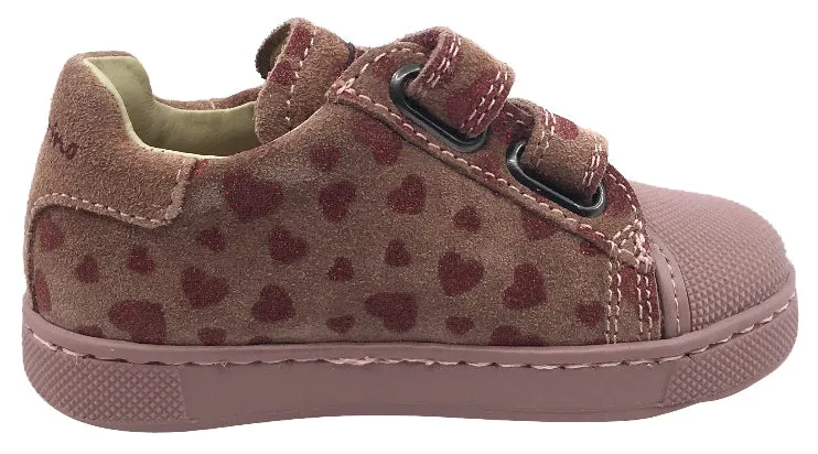 Naturino Kid's Bree Sneaker Tennis Shoes, Rosa Pink Heart Suede