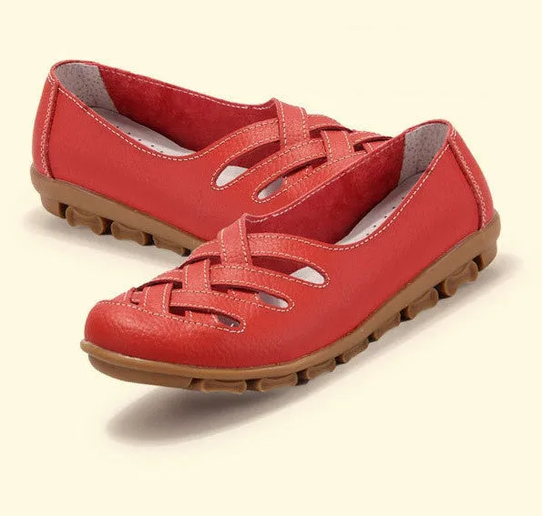 New fashion women sandal genuine leather flats women's round toe flexible sneakers ballet loafer