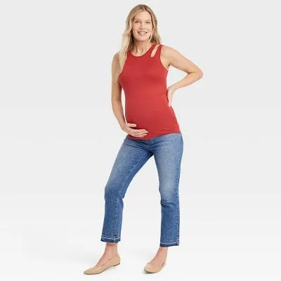 New - Over Belly Ankle Bootcut Maternity Pants - Isabel Maternity by Ingrid & Isabel Blue 16