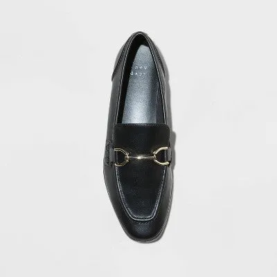 New - Women's Laurel Wide Width Loafer Flats - A New Day Black 8W