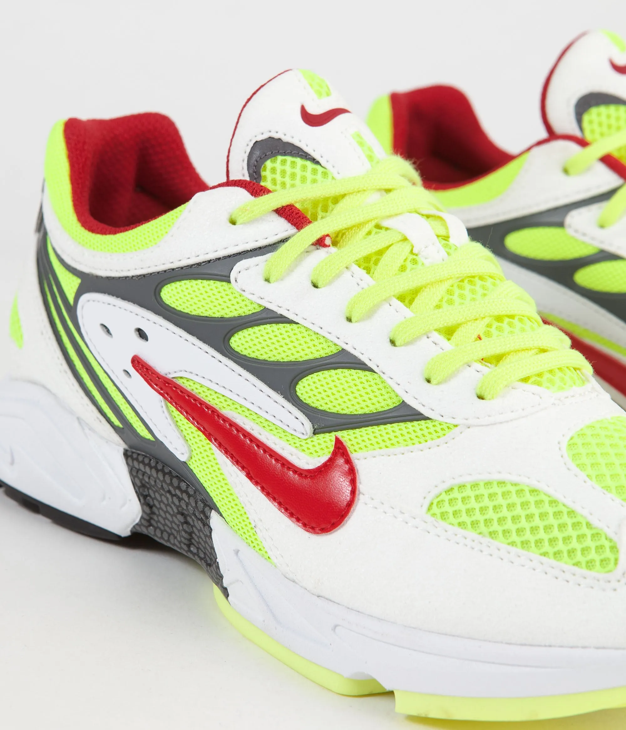 Nike Air Ghost Racer Shoes - White / Atom Red - Neon Yellow - Dark Grey