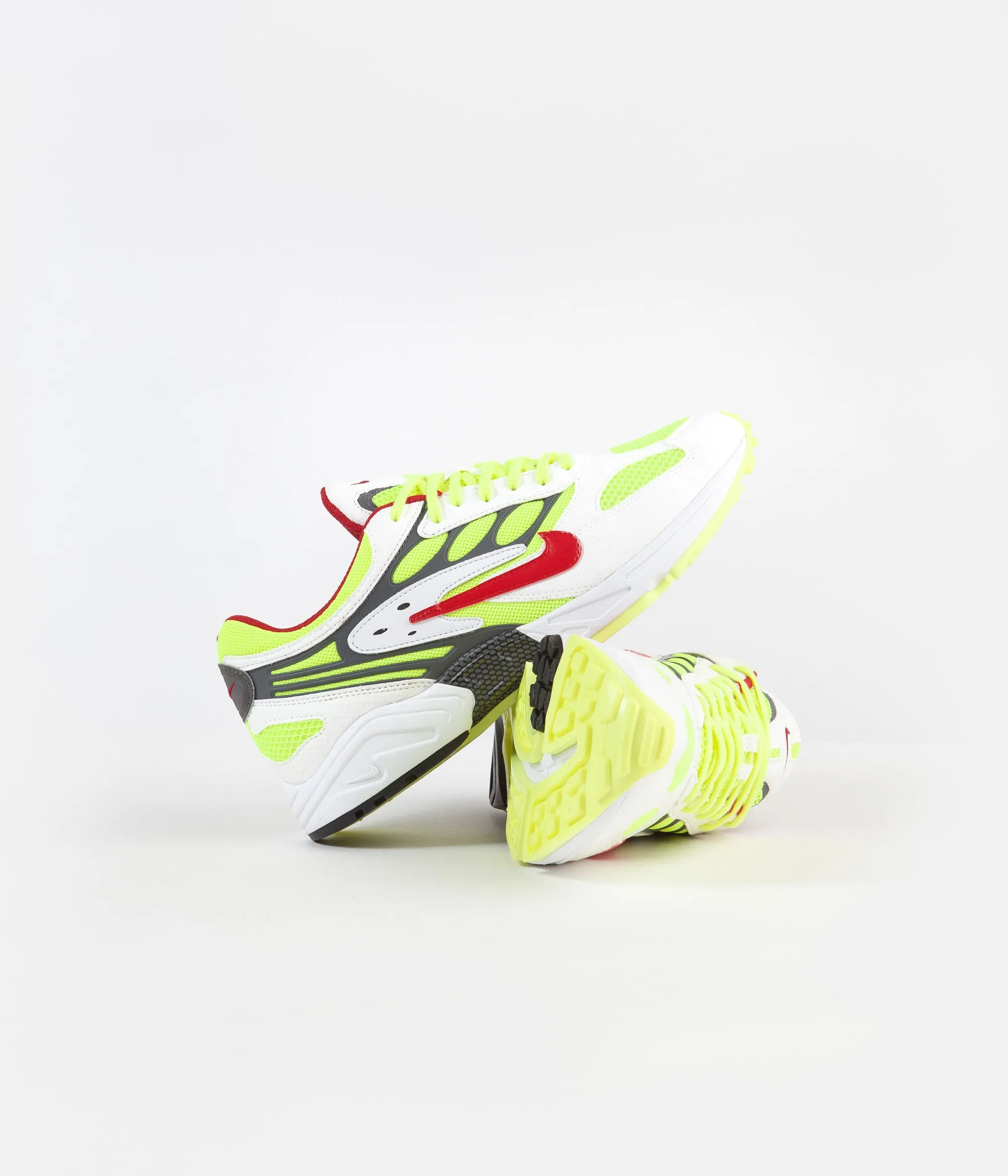 Nike Air Ghost Racer Shoes - White / Atom Red - Neon Yellow - Dark Grey