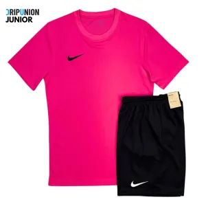 Nike Junior Dri-Fit Tshirt / Shorts Set - Pink / Black