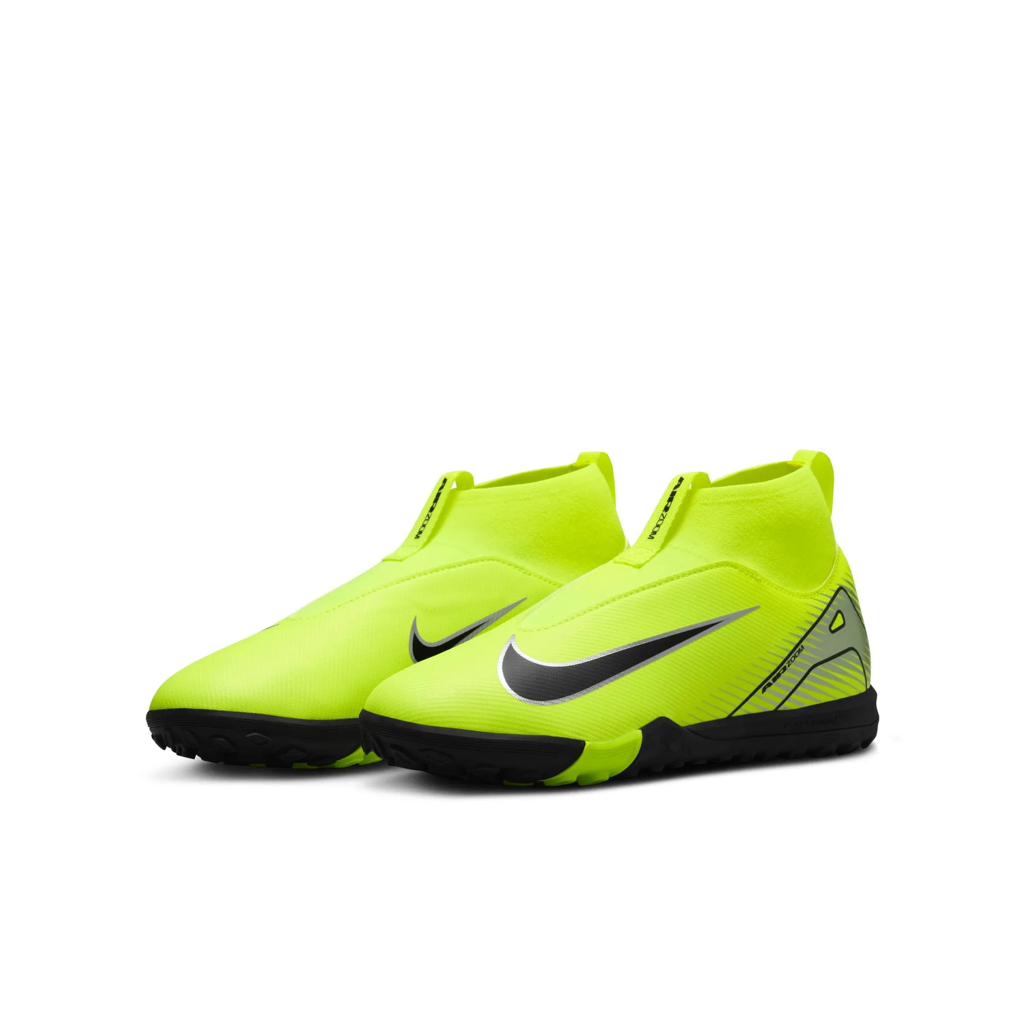 Nike Junior Zoom Superfly 10 Academy TF Turf Soccer Shoes - Metallic Silver/Black Volt