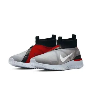 NK React Run Utility Grey and Red Running Sneakers