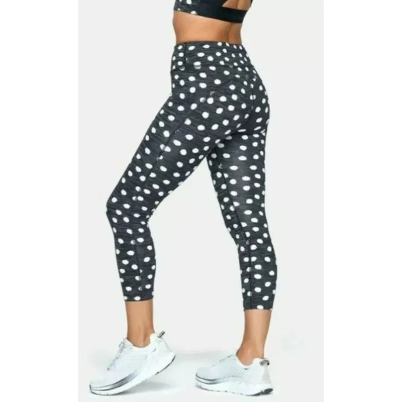 OUTDOOR VOICES Women's TechSweat™ 3/4 Legging XXS Black Polka Dot Stretch NWT