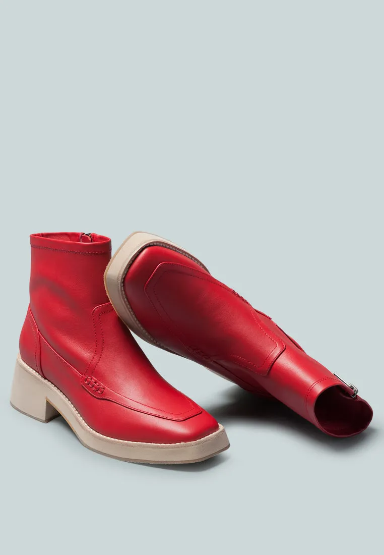 OXMAN Zip-up Red Ankle Boot