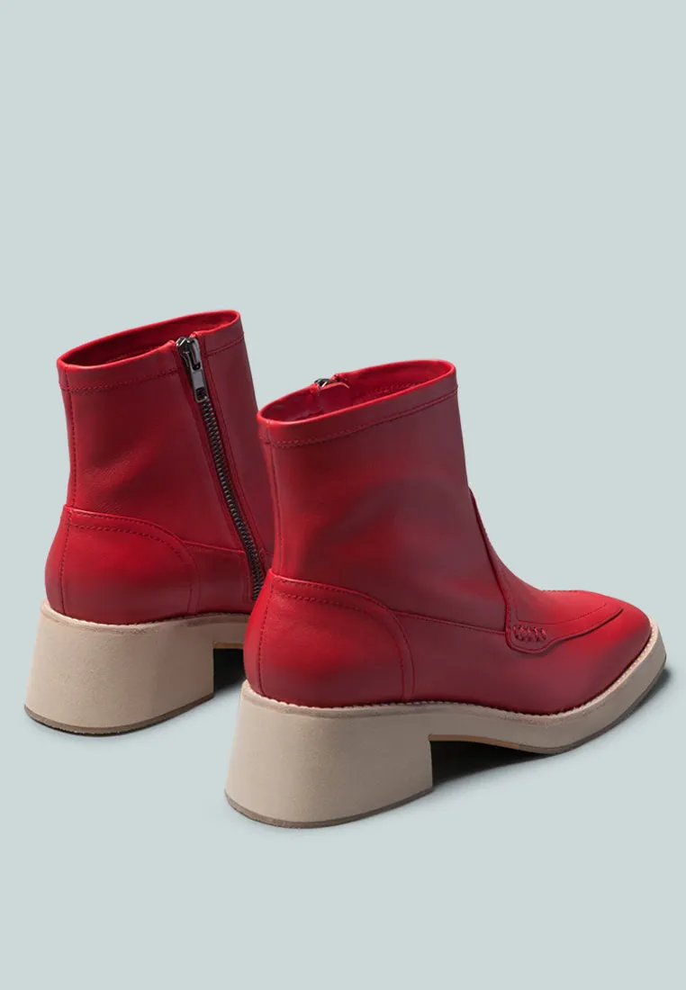 OXMAN Zip-up Red Ankle Boot