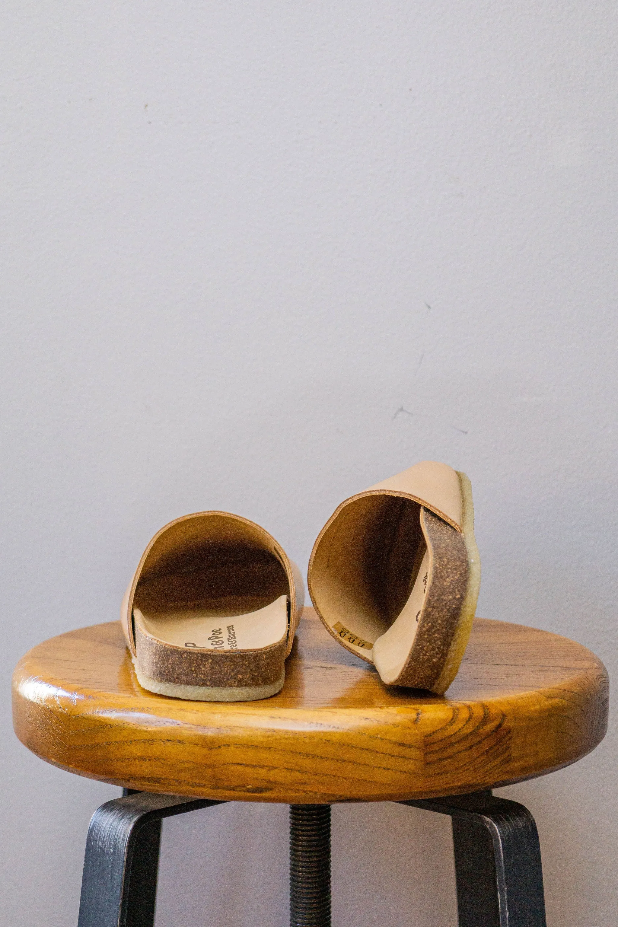 Padmore & Barnes Slides - Natural Veg Tan Leather