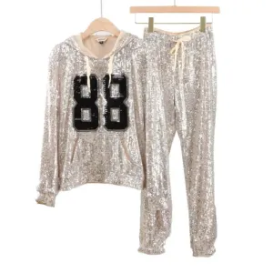 Pre Order:  Sequined Sweatshirt   Pants Sweatsuit