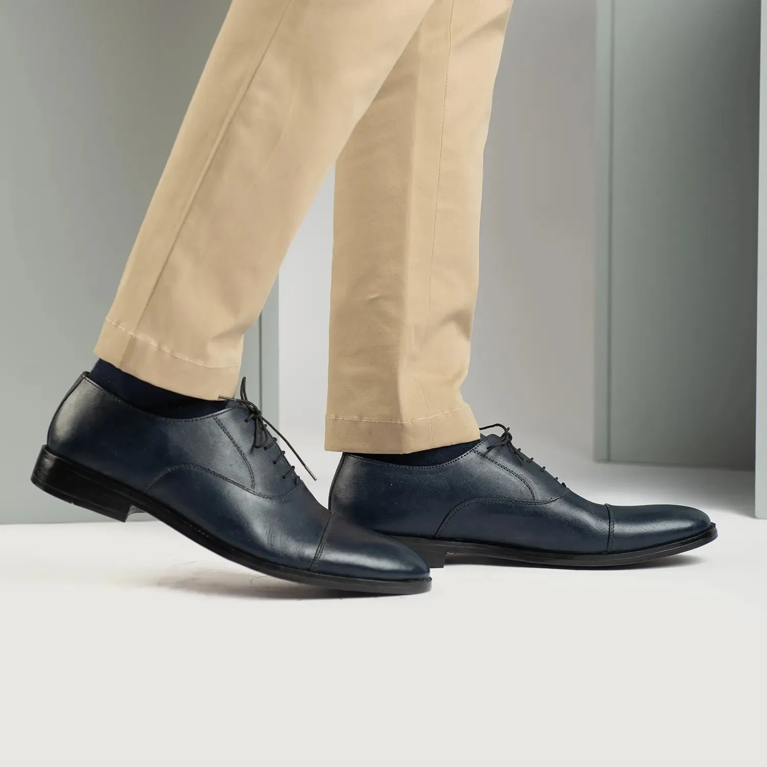 Professor Oxford Midnight Blue Leather Shoes