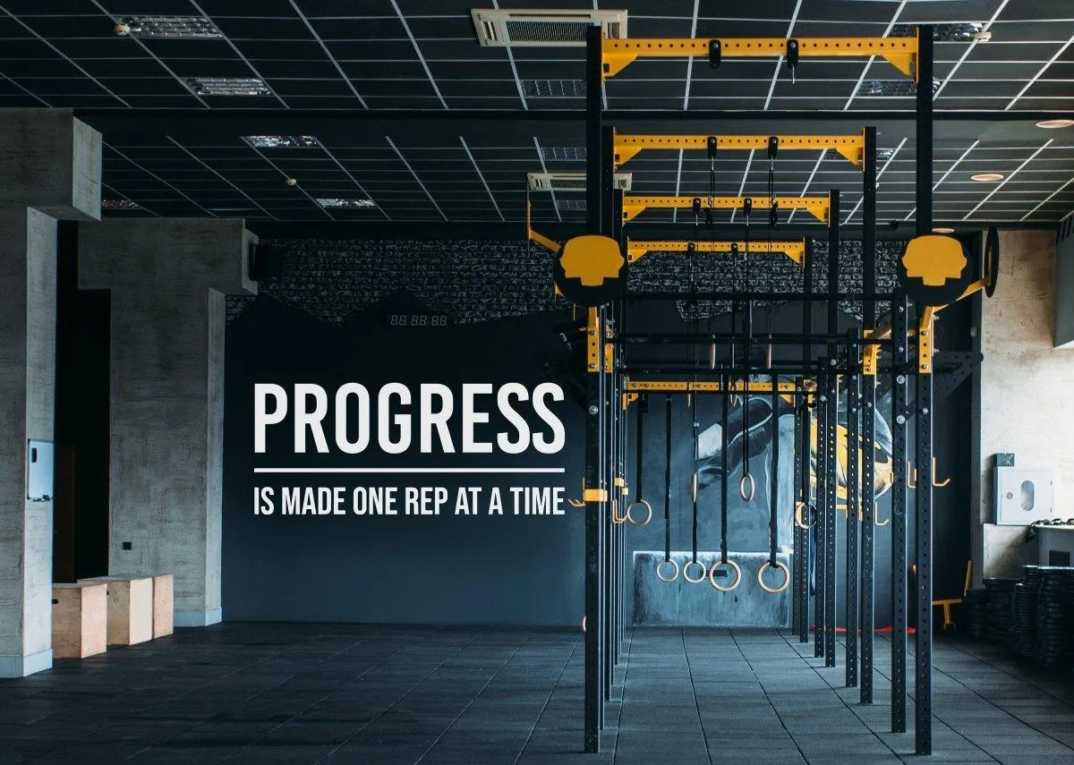 Progressive Rep by Rep Fitness Motivation Wall Sticker: Inspirational Gym Decal