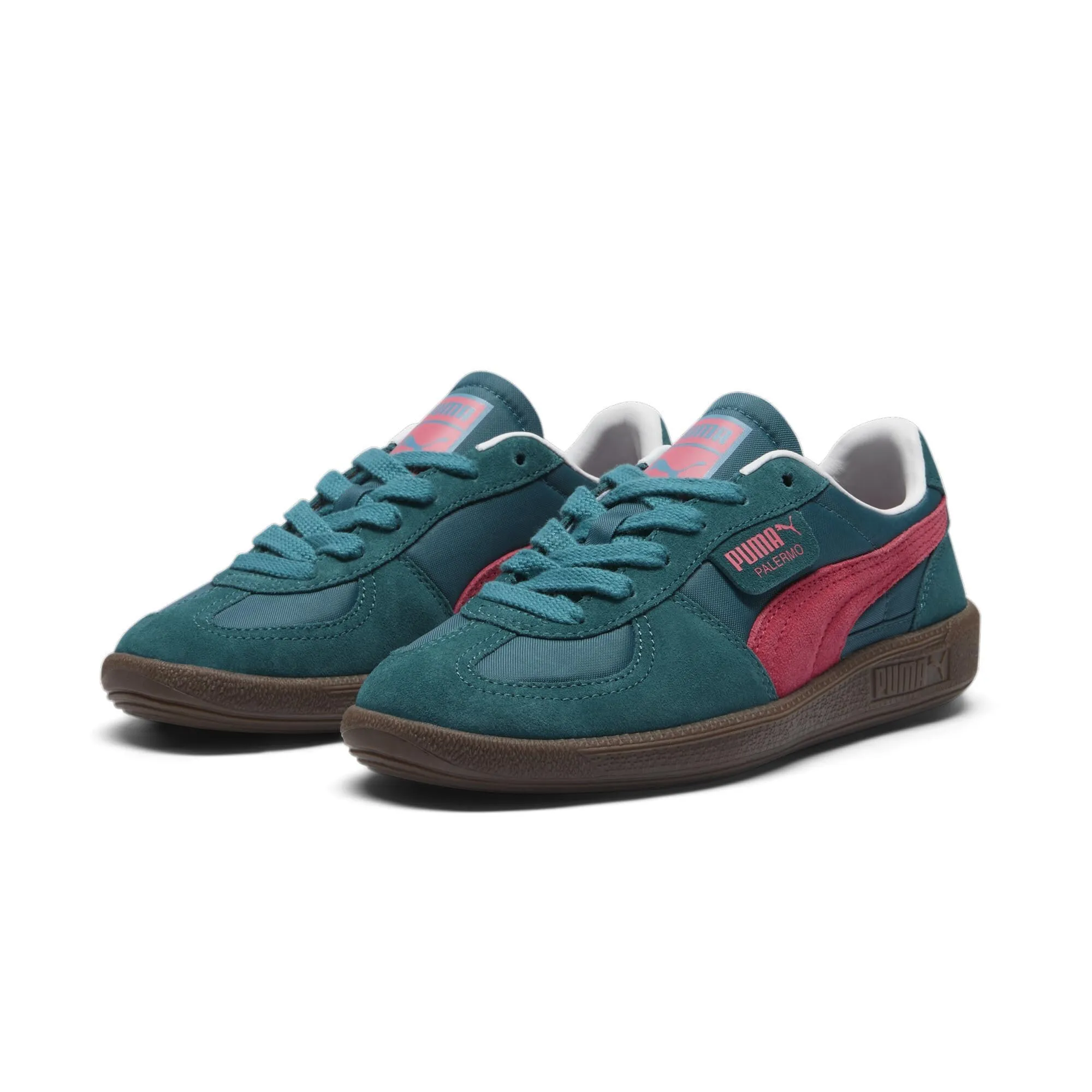 PUMA Women's Palermo Play Paris Sneaker, Cold Green/Tart Cherry White