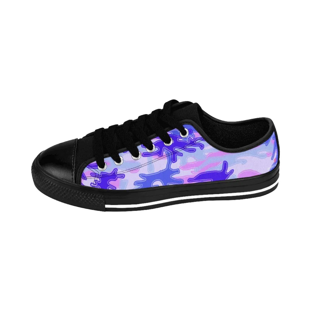 Purple Camo Print Women's Sneakers, Army Military Camouflage Printed Fashion Canvas Tennis Shoes