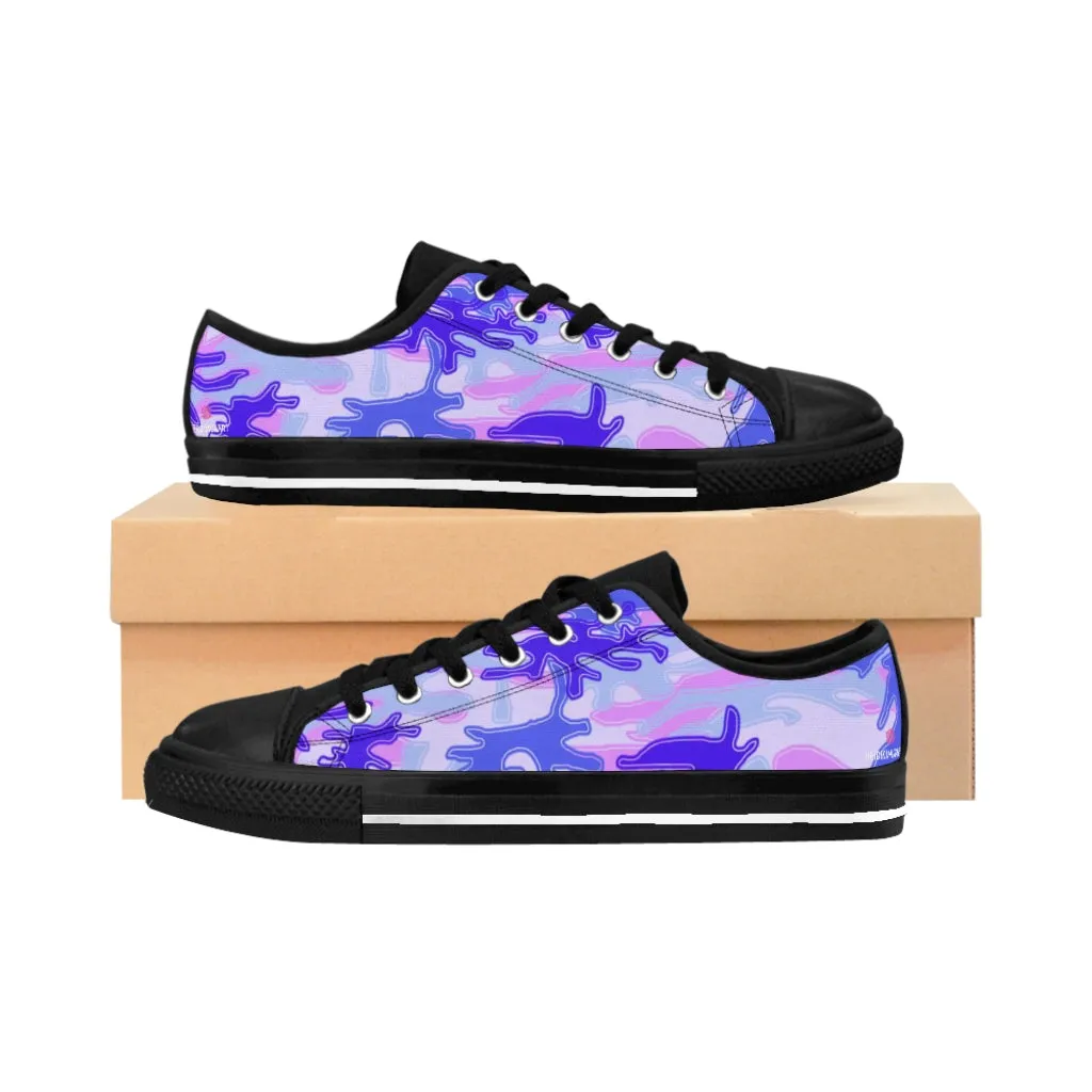 Purple Camo Print Women's Sneakers, Army Military Camouflage Printed Fashion Canvas Tennis Shoes