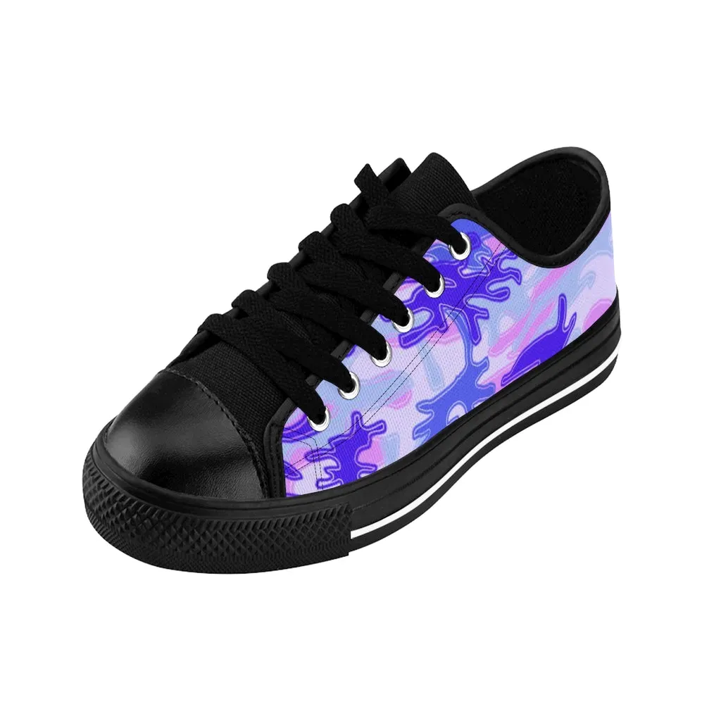 Purple Camo Print Women's Sneakers, Army Military Camouflage Printed Fashion Canvas Tennis Shoes