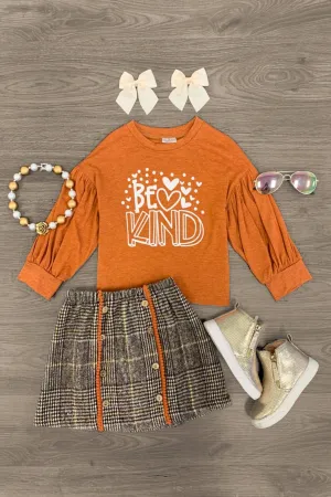 "Be Kind" Plaid Skirt Set