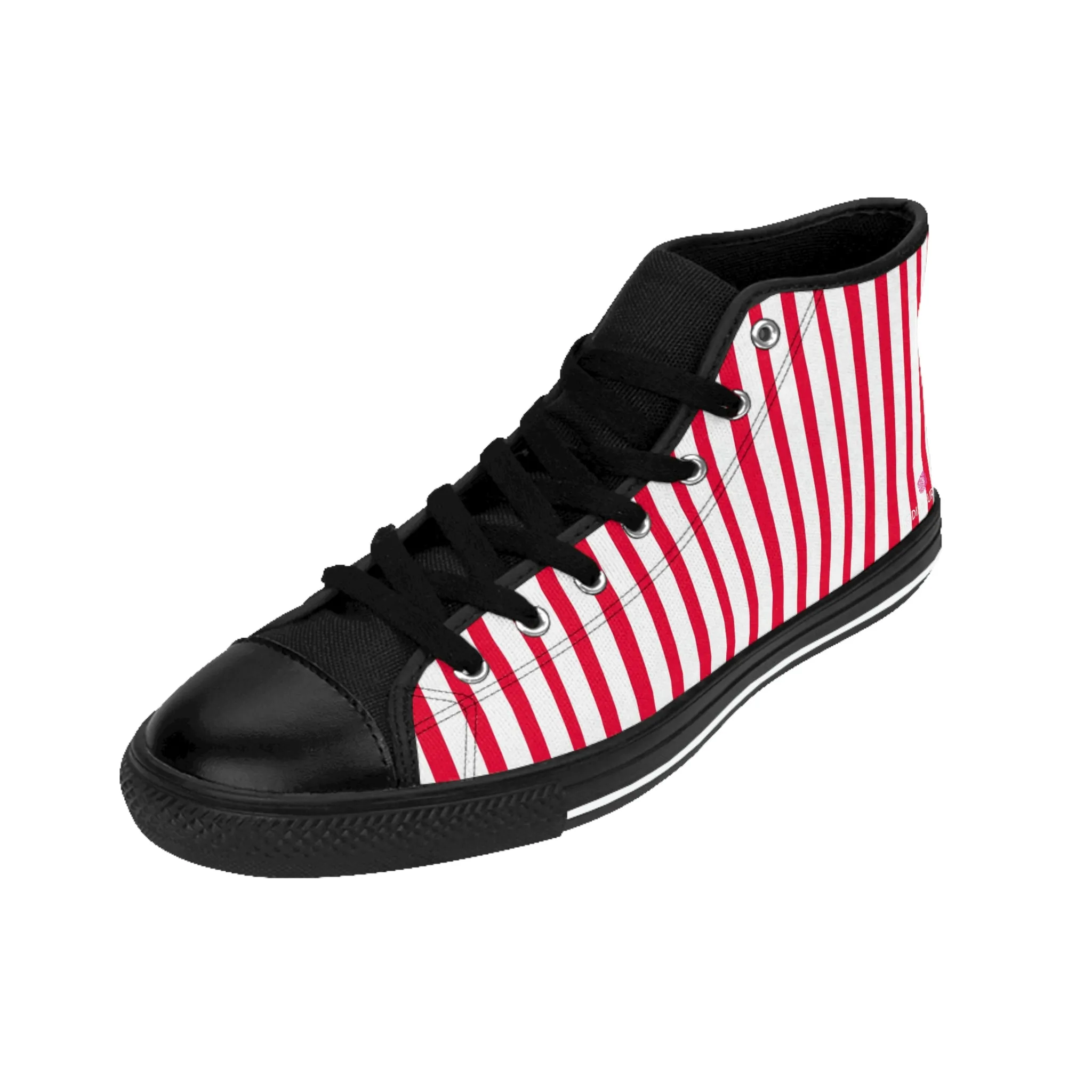 Red White Striped Men's Sneakers, Modern Stripes Men's Designer Tennis Running Shoes (US Size: 6-14)